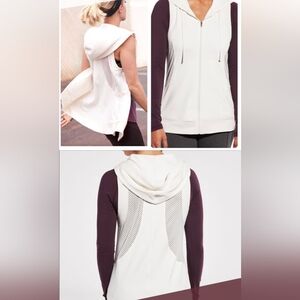 Calia Effortless Mesh Zip Up Vest with Hood Size XL Cream White Egret
